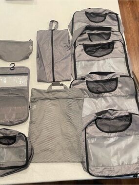 Gray Travel Packing Organizer Set - 10 Piece Home Storage Kit, NWOT